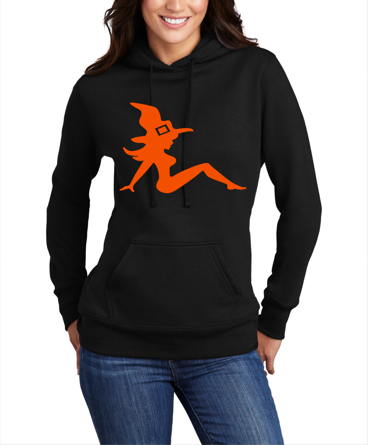 Halloween Witch- Large Orange Image Hoodie